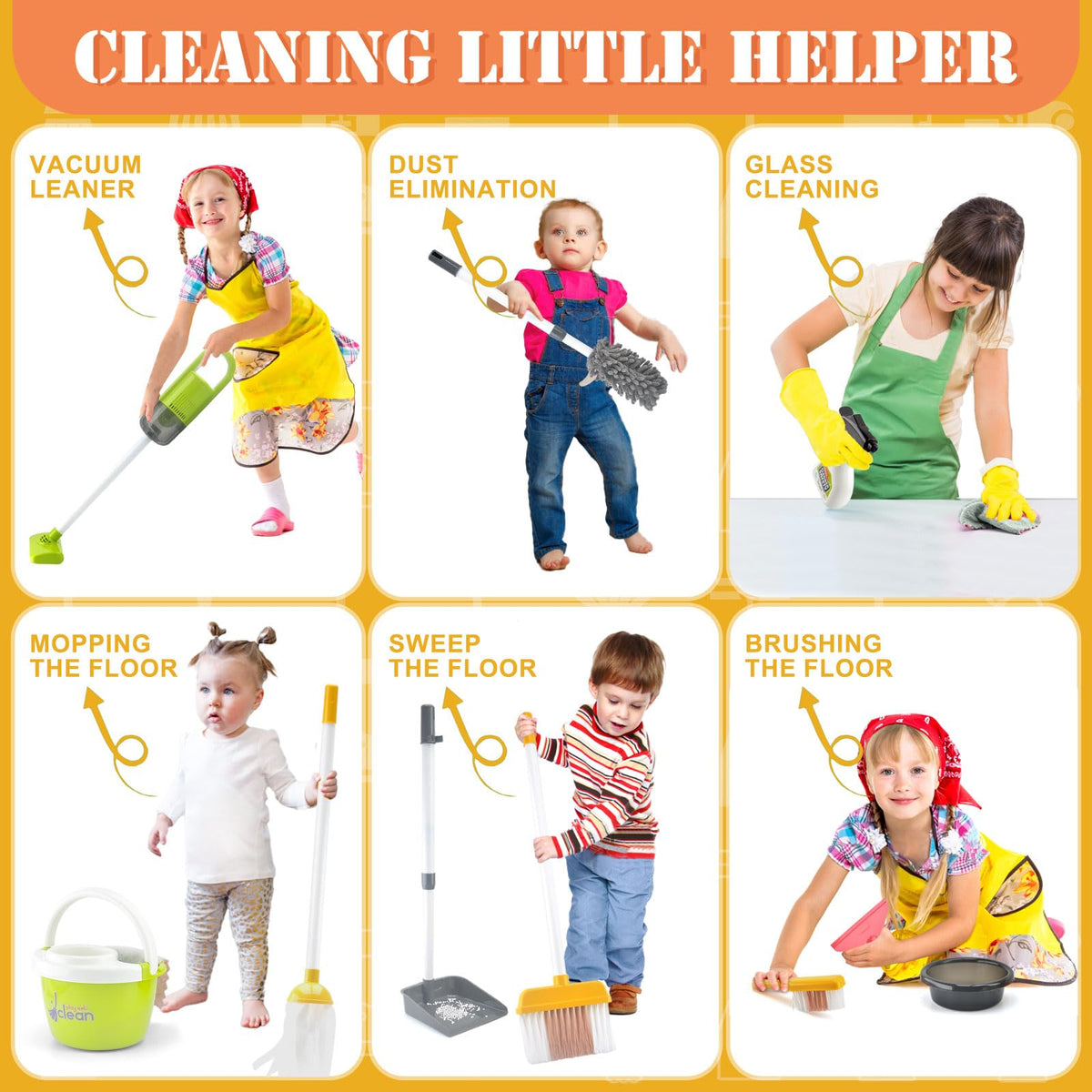 ACROFEK toddler cleaning set dustpan and accessories feature kid-safe design for imaginative chores