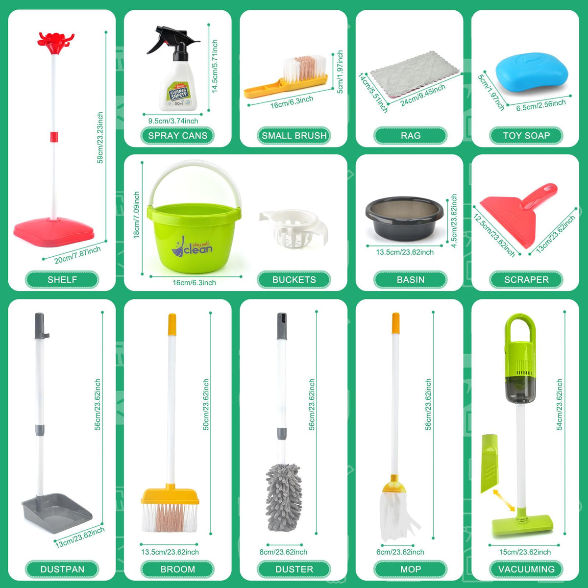 ACROFEK toddler mop for kid-sized tidy-up practice during play