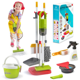 ACROFEK toddler vacuum with interchangeable nozzles for realistic pretend cleaning
