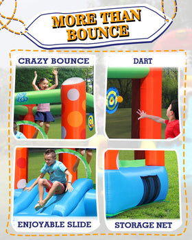 Action Air Bounce House includes a heavy-duty air blower for quick inflation
