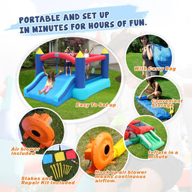 Action Air Bounce House blue jumping area designed for active kid coordination.