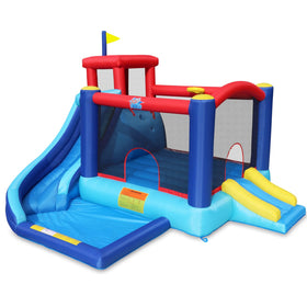 Action Air Bounce House front view highlights roomy jump zone for shared outdoor fun