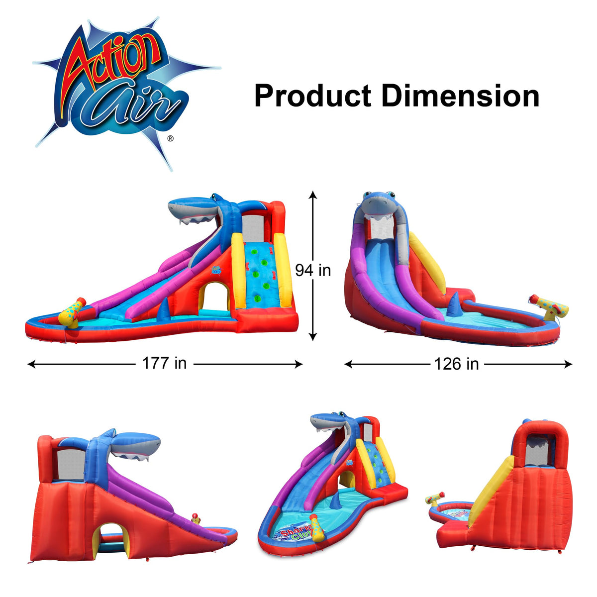 ACTION AIR Red Shark slide side detail showing durable construction