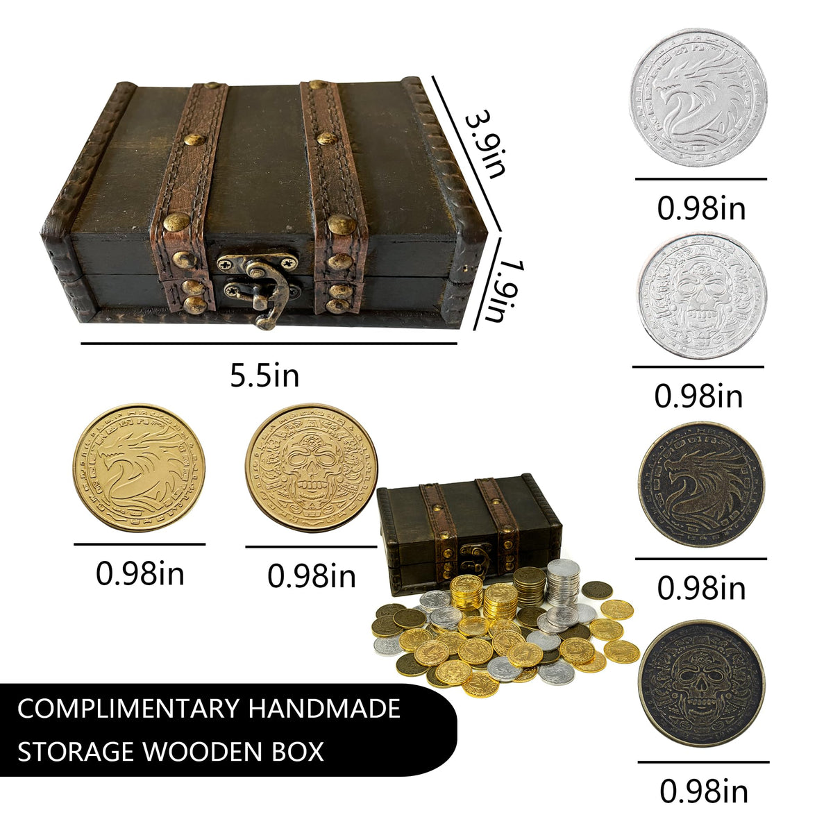 ACTIONDRAKE dragon-design coin face for fantasy loot in quests and role-play.