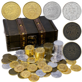 ACTIONDRAKE metal pirate coins – 100-piece set in gold, silver, bronze for RPGs and treasure hunts.
