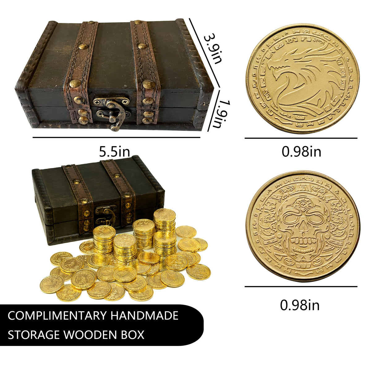 ACTIONDRAKE pirate skeleton coin design, great for board games and cosplay.