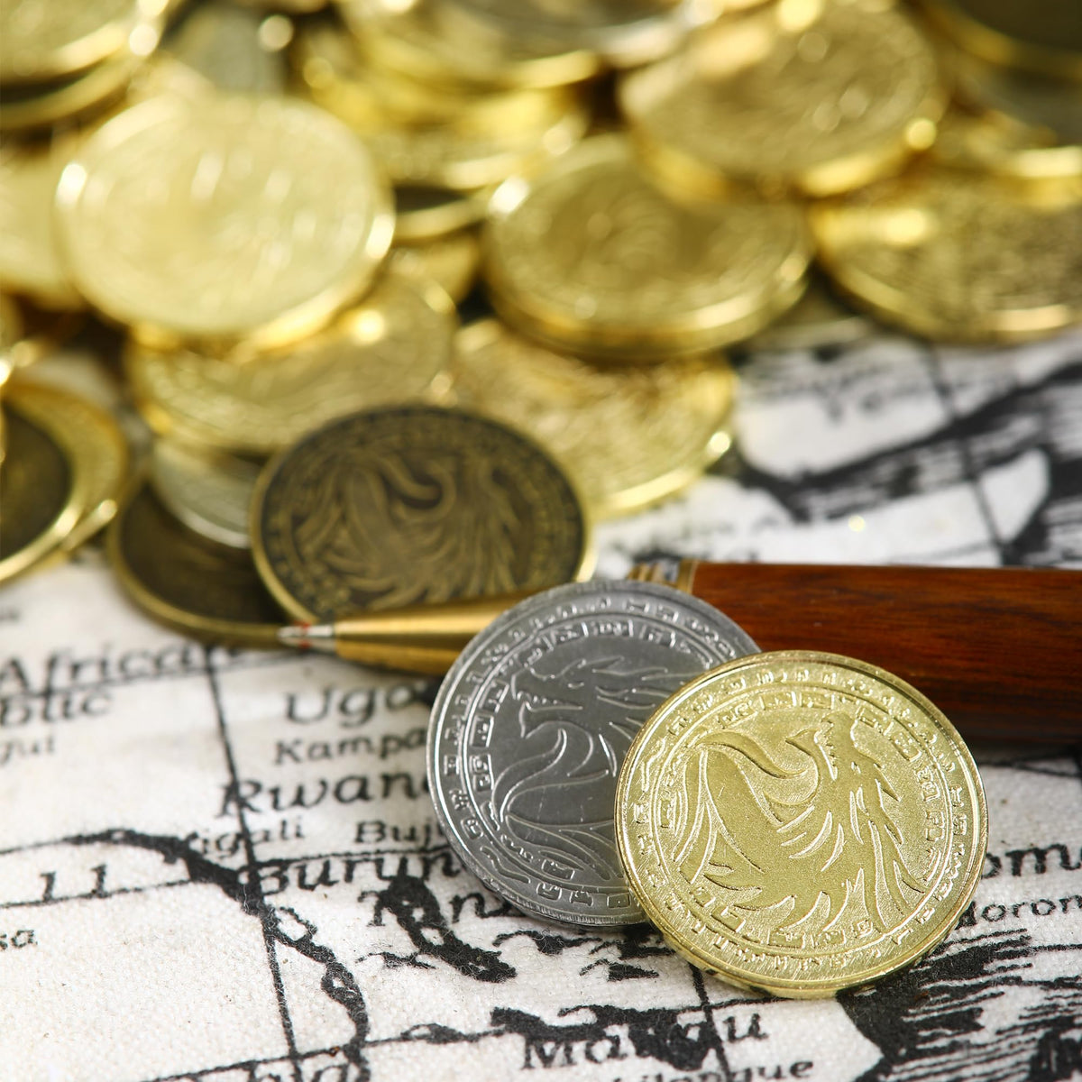 ACTIONDRAKE treasure coins suited for scavenger hunts, board games, and party decor.