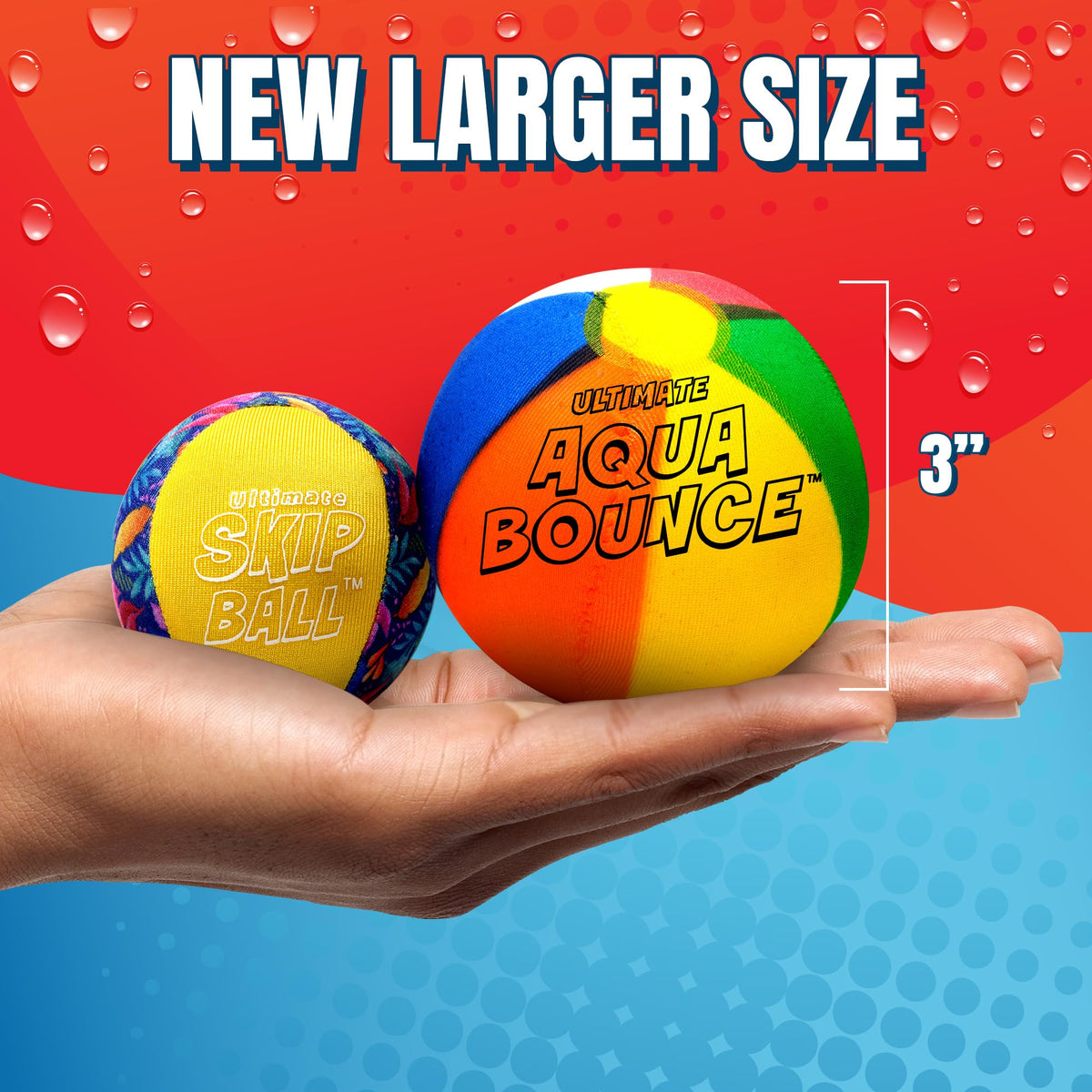Two vibrant skip balls for family outdoor fun.