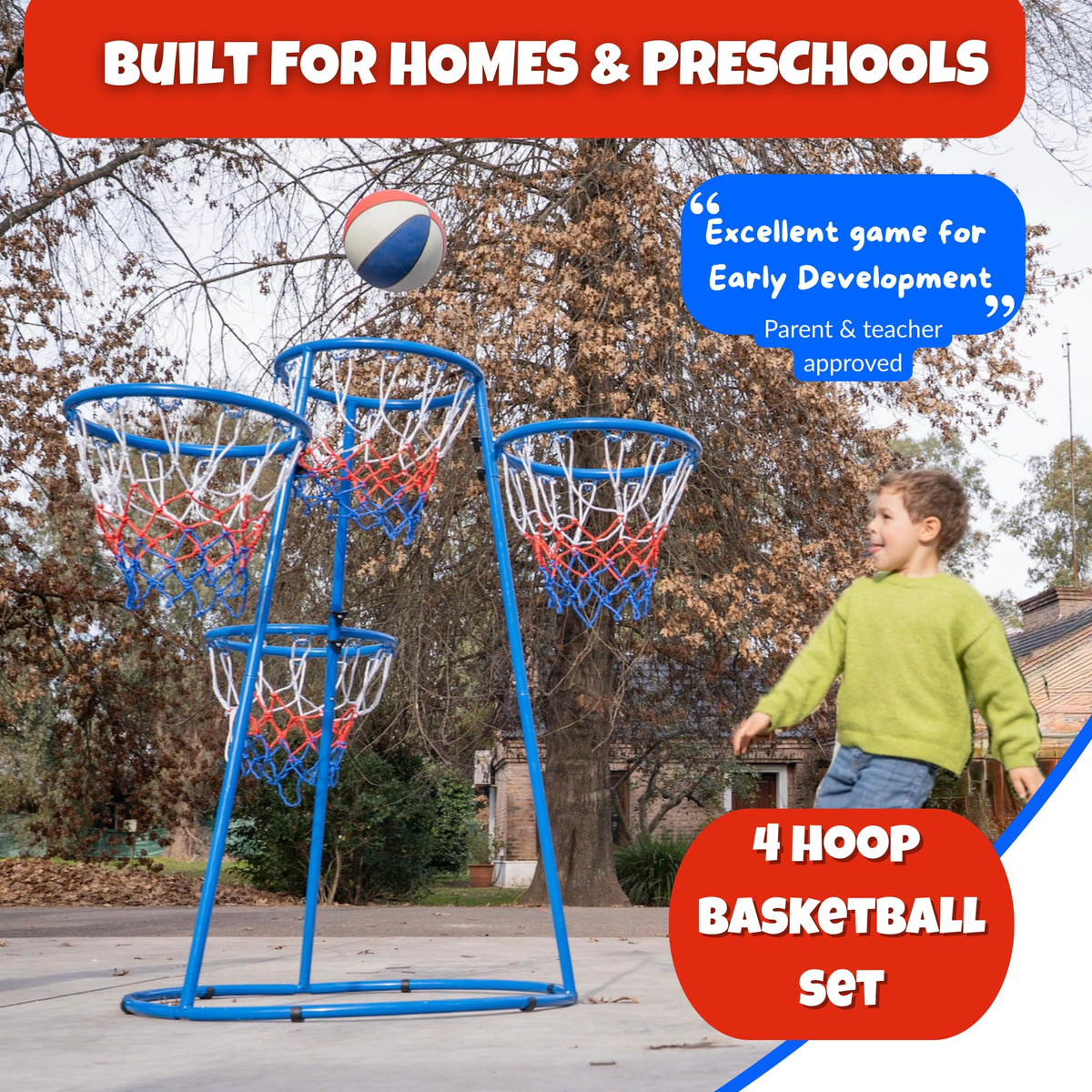 Activejoy four fixed-height hoops grow with your child for skill-building.