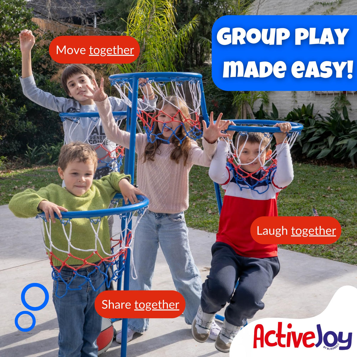 Activejoy includes two kid-friendly basketballs for easy practice at home.
