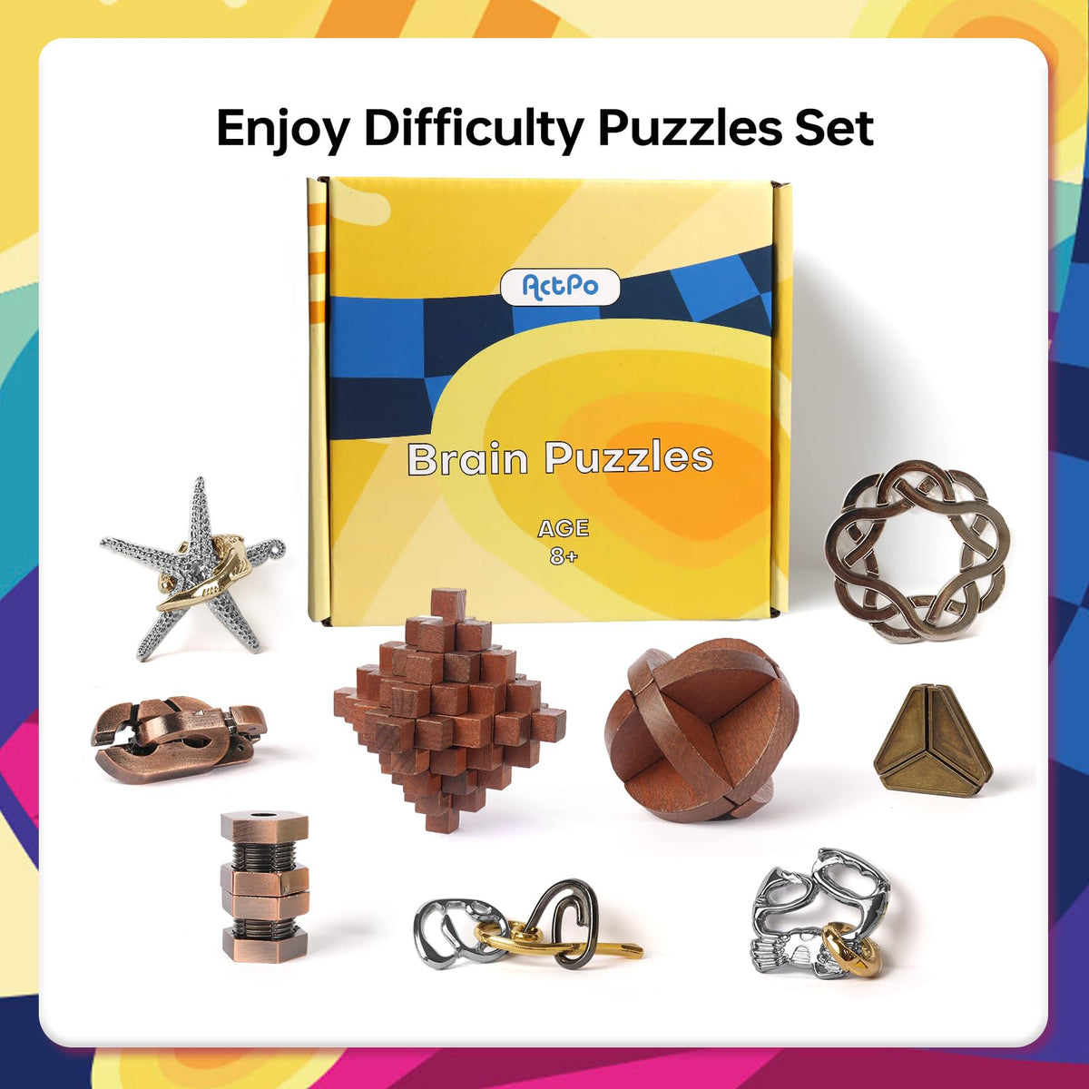 ActPo interlock brain teasers set for focused play and problem solving.