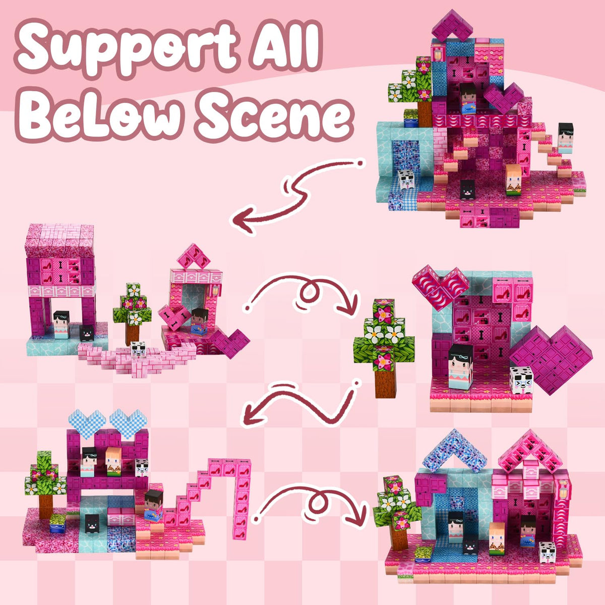 ADAH pink princess accessories invite creative storytelling and magical villa-building experiences.