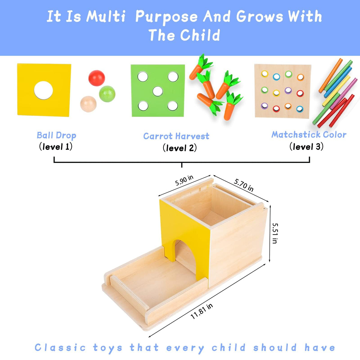 Adena Montessori 5-in-1 Carrot Harvest Game encourages tactile exploration