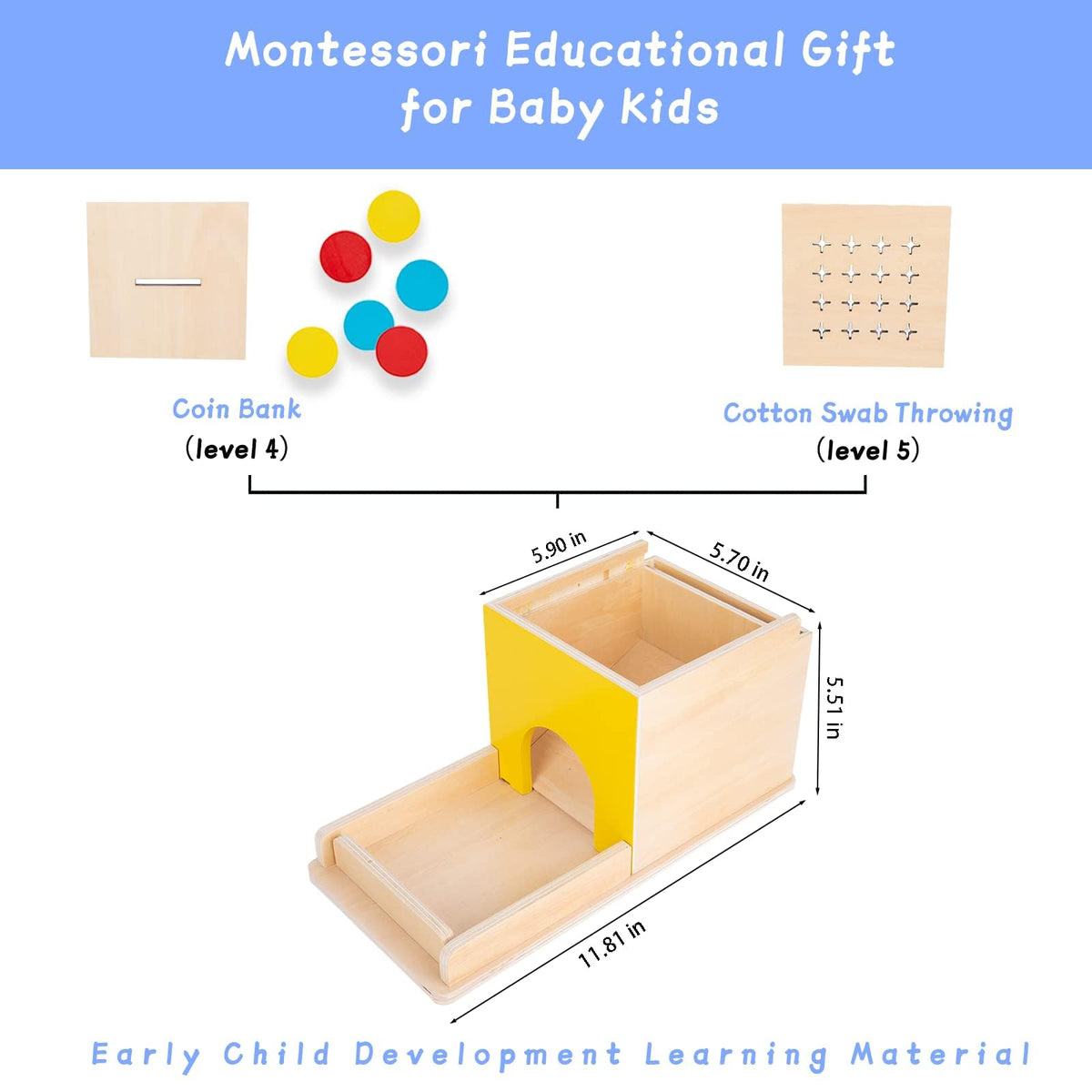 Adena Montessori 5-in-1 Coin Box for early counting during open-ended play