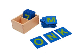 Aaden Montessori letter cards with tactile sandpaper promote dexterity.