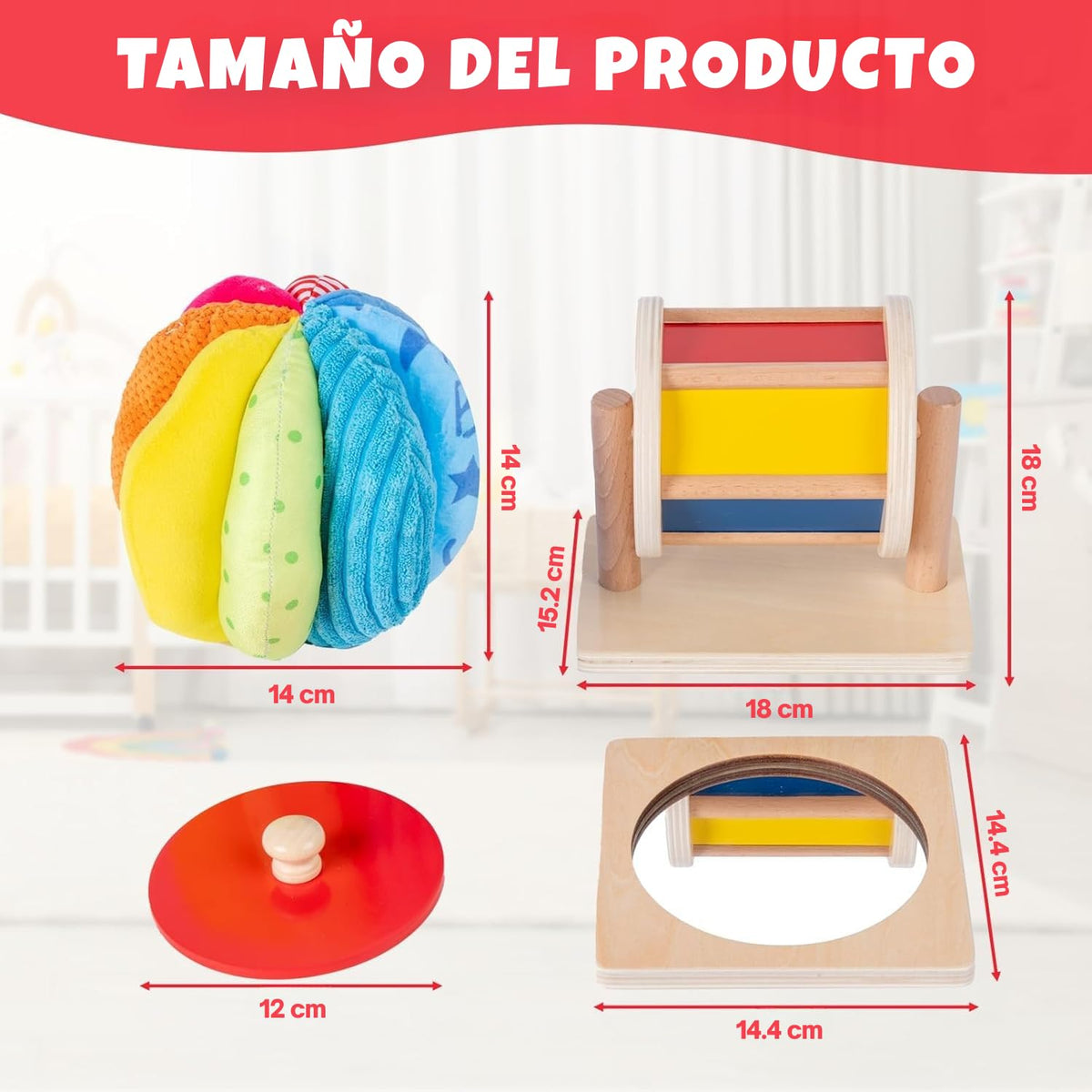 Adena Montessori medium spinning drum captivates senses with color and movement.