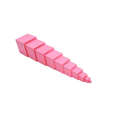 Adena Montessori Pink Tower close-up wood texture demonstrates smooth, burr-free craftsmanship.