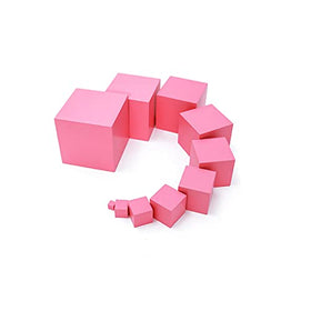 Adena Montessori Pink Tower blocks develop finger coordination during placement.
