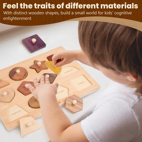 Adena Montessori wooden pieces with knobs encourage precise gripping and coordination.