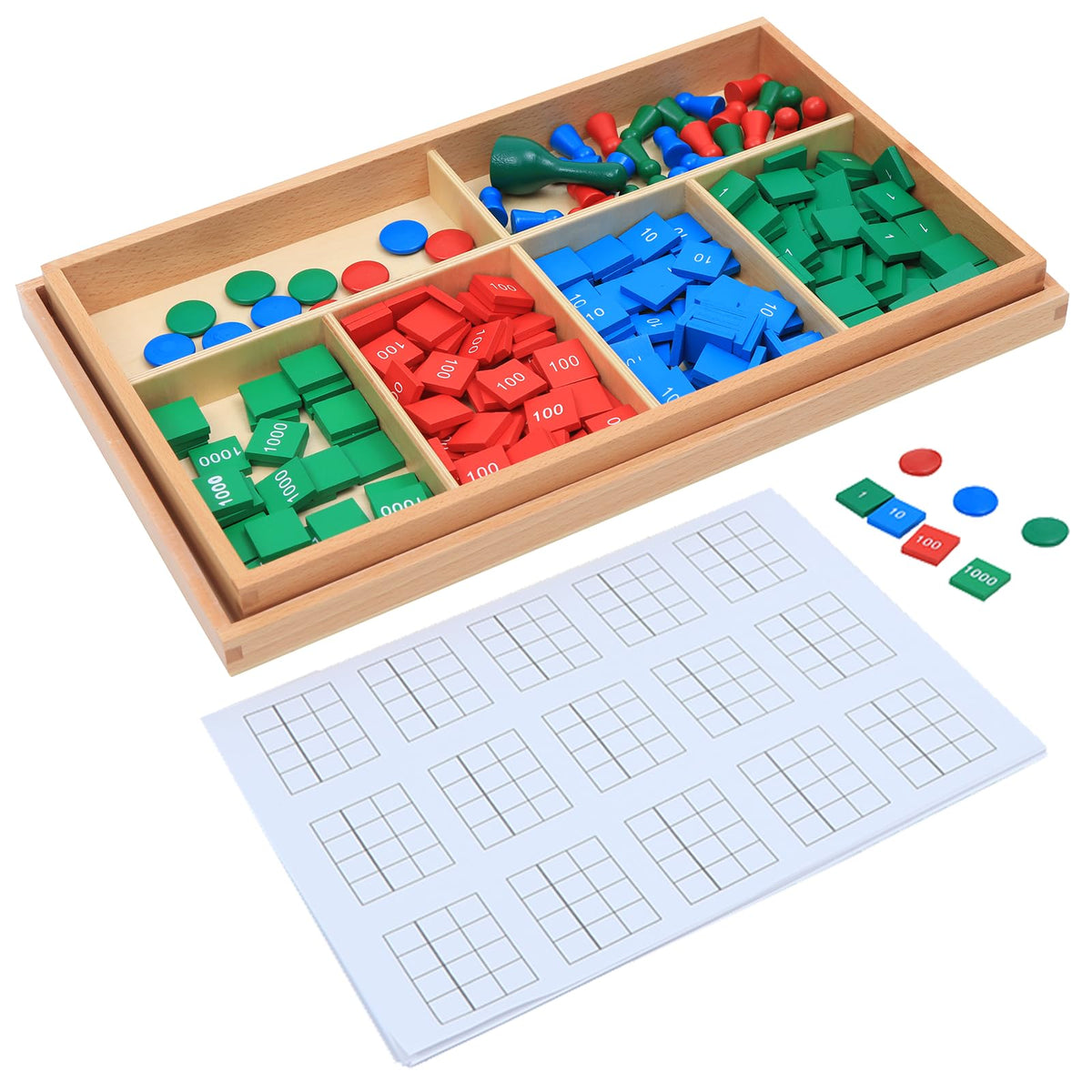 Adena Montessori Stamp Game tiles set for hands on place value exploration