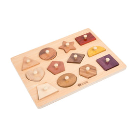Adena Montessori wooden 12-shape puzzle board for toddlers, boosts early shape recognition and motor skills.