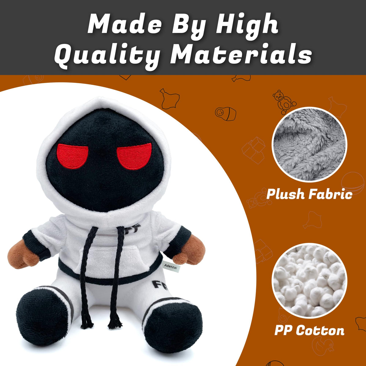 Adenzai Foltyn plushie face detail in white with gentle expression for comforting play