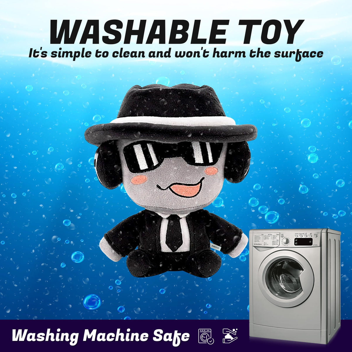 Adenzai Forsaken black character plush with bold design for collectors.