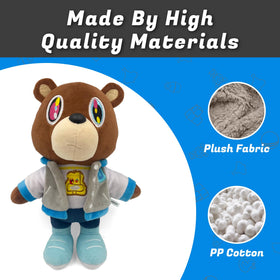 A close-up of Adenzai Kanye Bear soft plush fabric