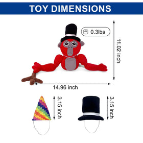 Adenzai Monkey Monkey Plush red full-body view for display or play.