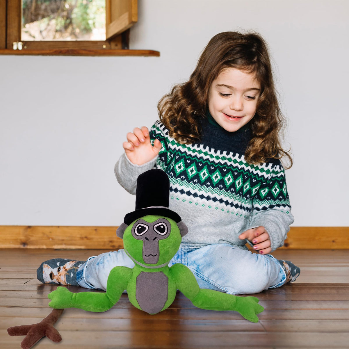 Adenzai Monkey Plush, bedtime companion, comforting green friend for storytime