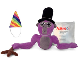 Adenzai Monkey Plush full view purple, soft cuddle buddy for kids