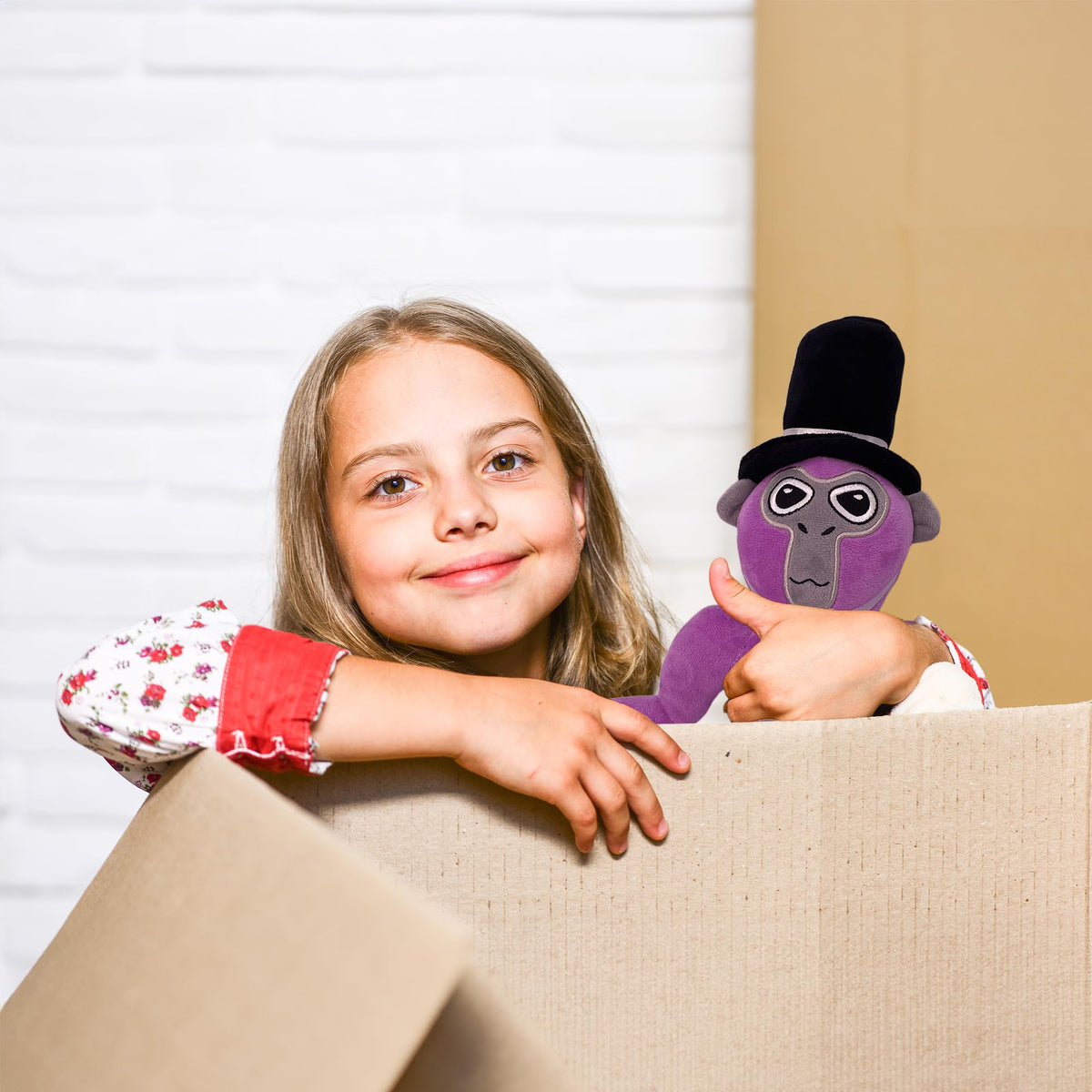 Adenzai Monkey Plush on shelf display, cute decor for room