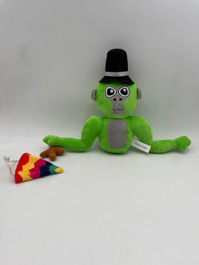Adenzai Monkey Plush, side view, huggable green friend for display or play