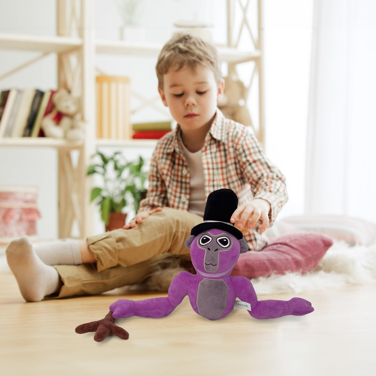 Adenzai Monkey Plush size comparison with forearm, easy to hold