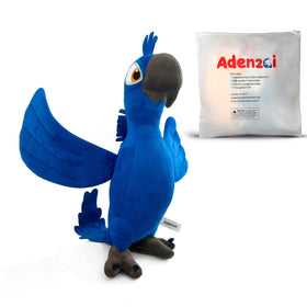 Adenzai Rio Blu plush face showing bright blue macaw features, ideal for cozy play.
