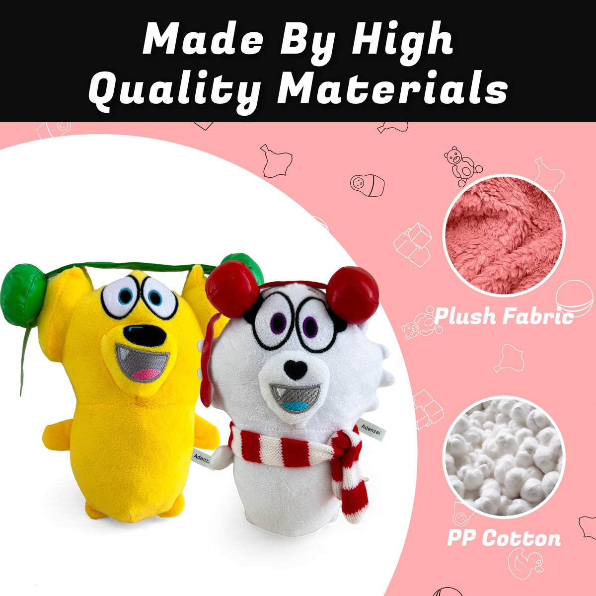 Adenzai Snowi plush face detail – endearing expression and sturdy seams for play
