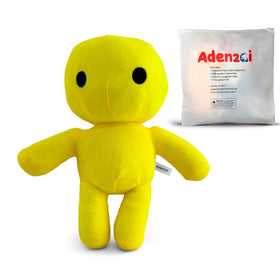 Adenzai Wobbly Life Yellow Man plush face detail showing ultra-soft fabric for cuddles