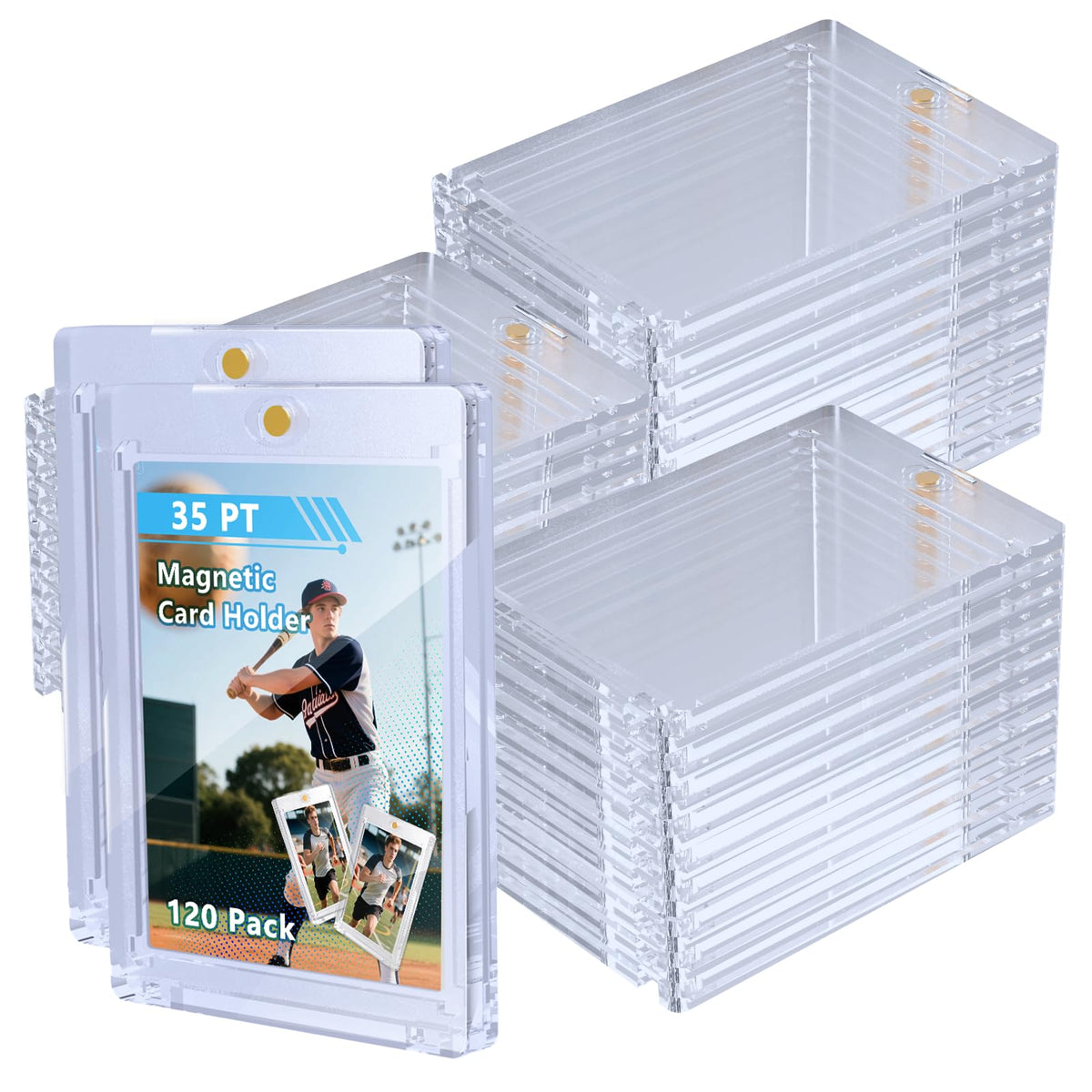 Adevar 120ct magnetic card holder front view for secure trading card display.