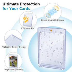 Adevar trading cards display case close-up highlighting durable hard plastic protection.