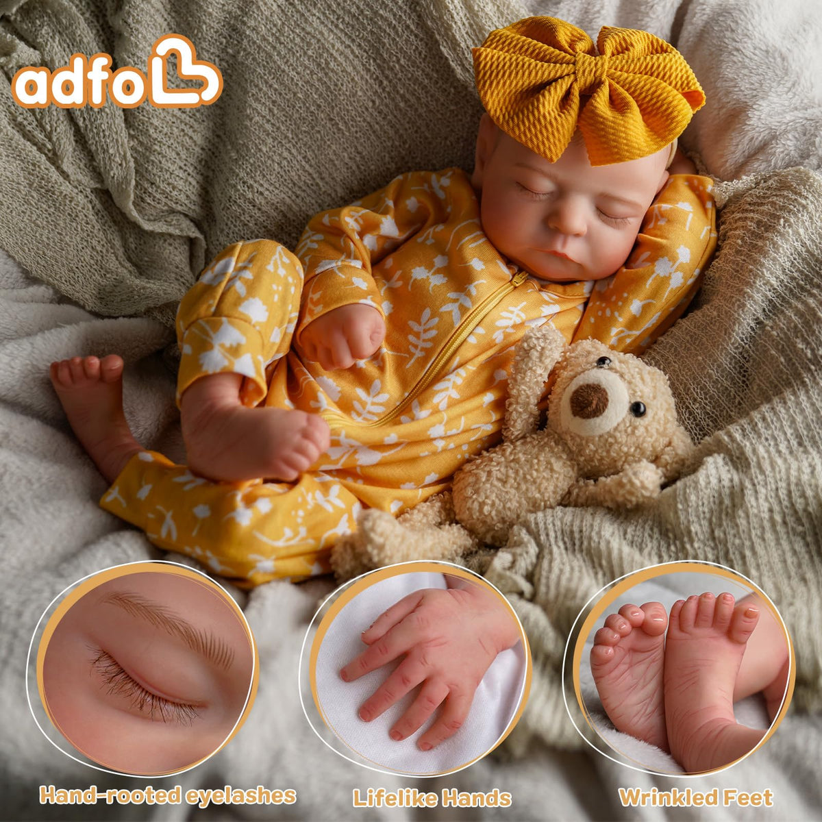 ADFO lifelike reborn doll in holding pose for storytelling scenes