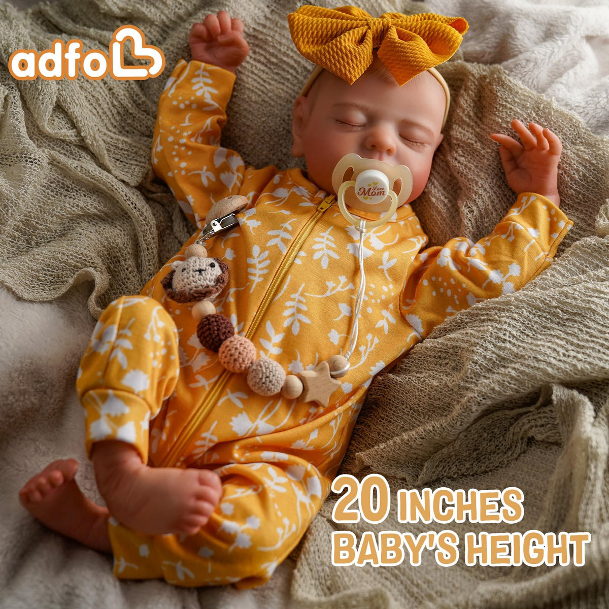 ADFO lifelike reborn doll with soft vinyl body for gentle hugs