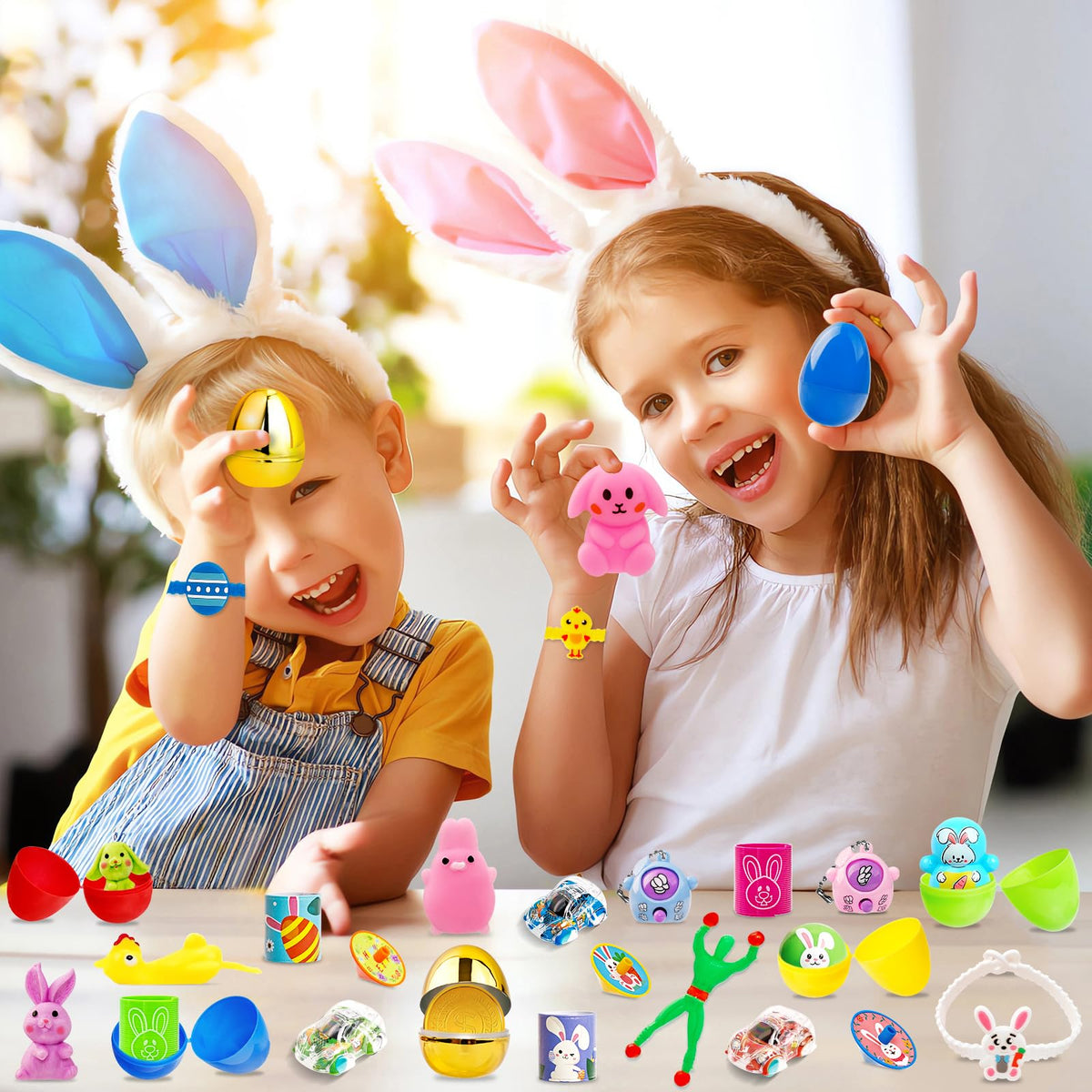 Adisher 50-pack Easter eggs with toys offers a ready-to-use gift for celebrations