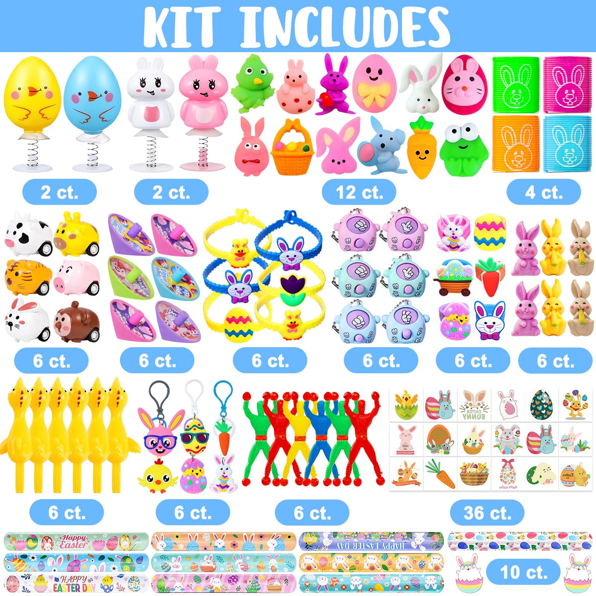 Adisher Mochi squishy toys and tattoos for Easter surprises.