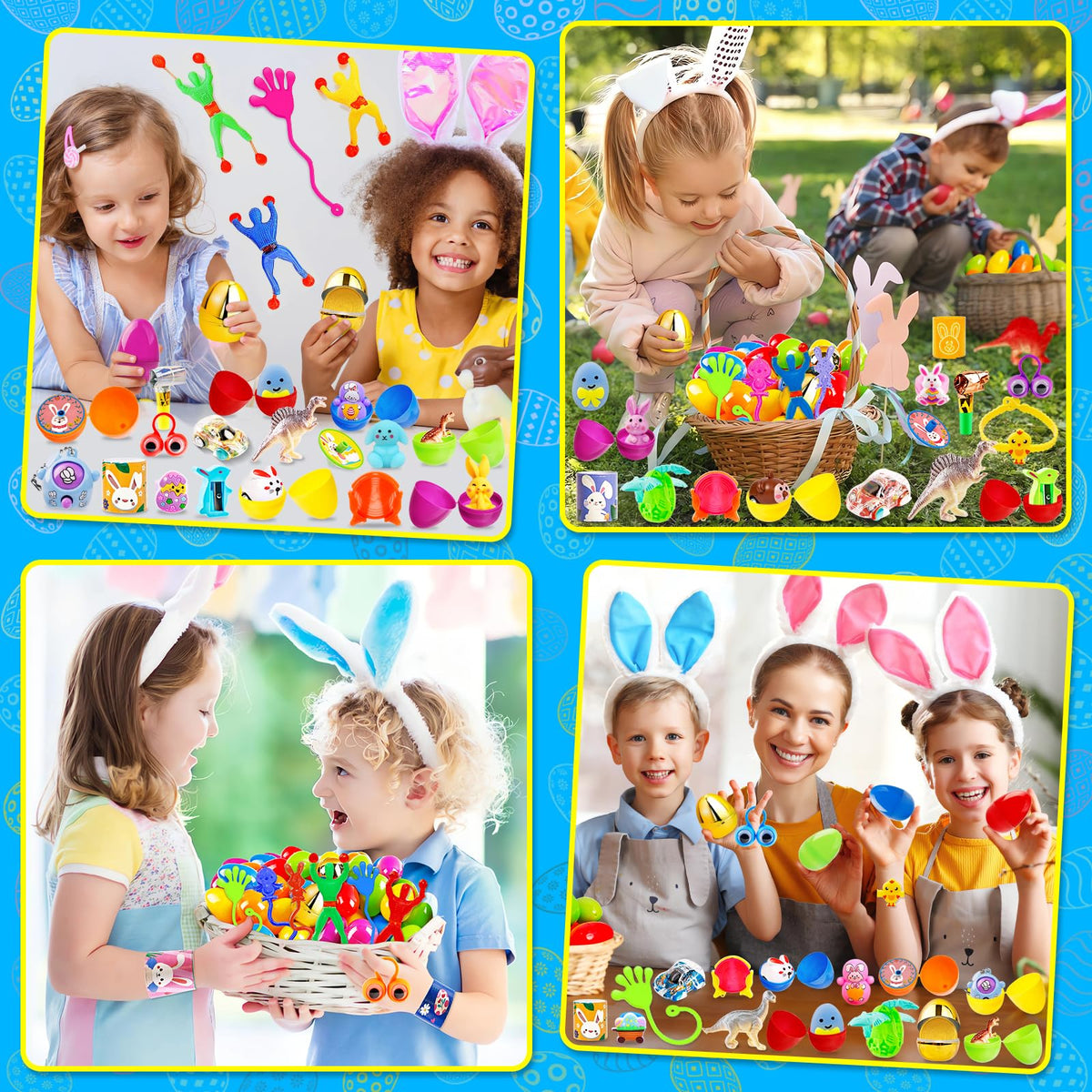 Adisher offers 24 toy styles to mix inside the eggs.