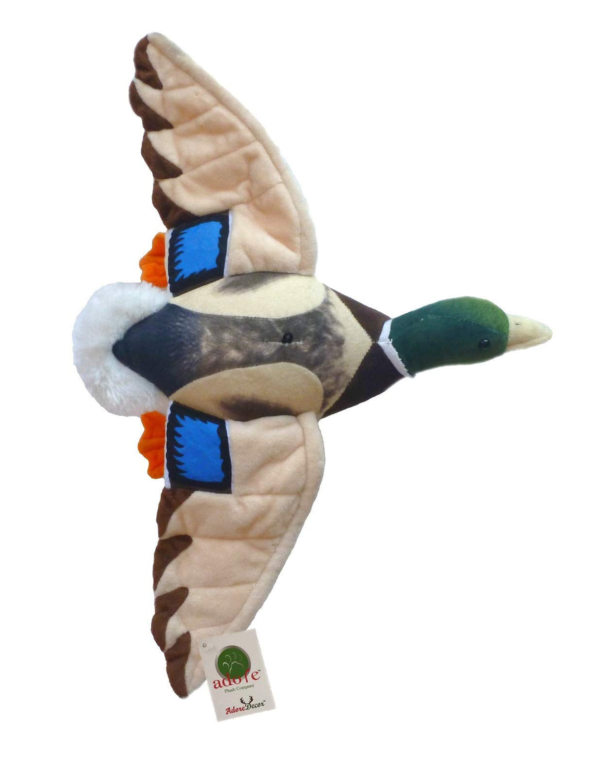 AdoreDecor 18-Inch Drake Mallard plush walltoy with hanging loop for ceiling display