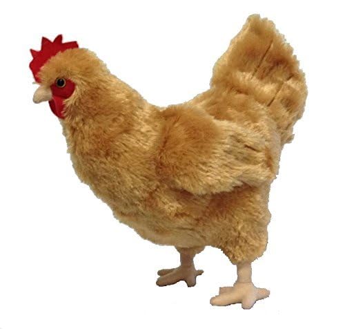 Adore Plush Buffy the Hen standing plush, soft squeezable texture for cuddling.