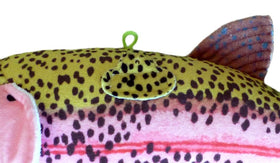 Adore Plush Sierra Rainbow Trout wallmount display, squeezable companion for shelf or wall.