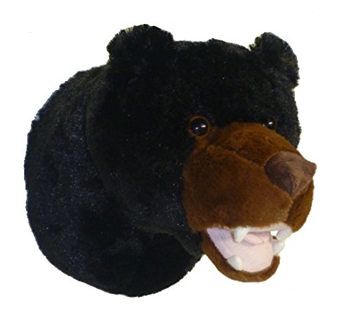 Adore Plush Tahoe Black Bear walltoy wall mount shows soft fur detail and easy wall mounting.