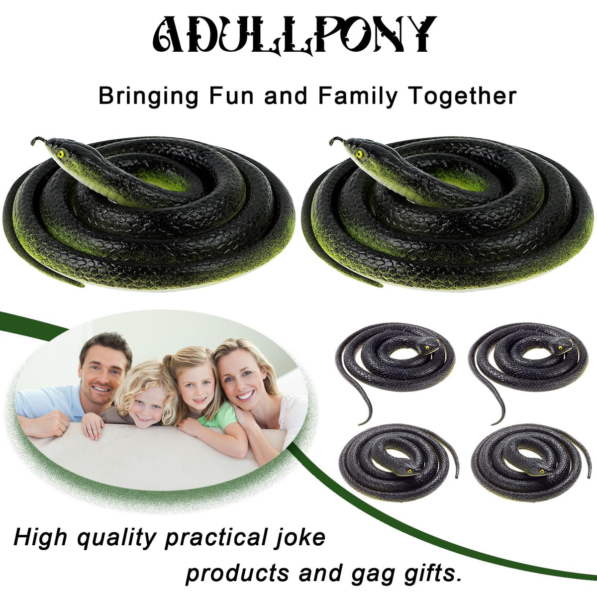 ADULLPONY garden prop rubber snakes for outdoor decor and storytelling