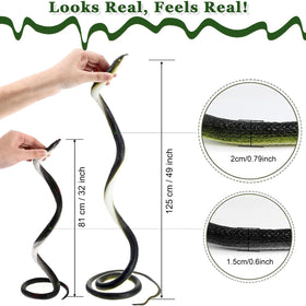 ADULLPONY 32-inch small black-green rubber snake, versatile prank prop for parties